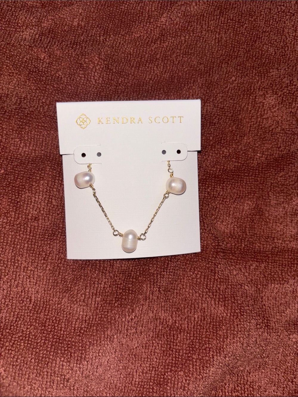 Kendra Scott Gold Necklace with White Pearl Drops - Picture 4 of 4